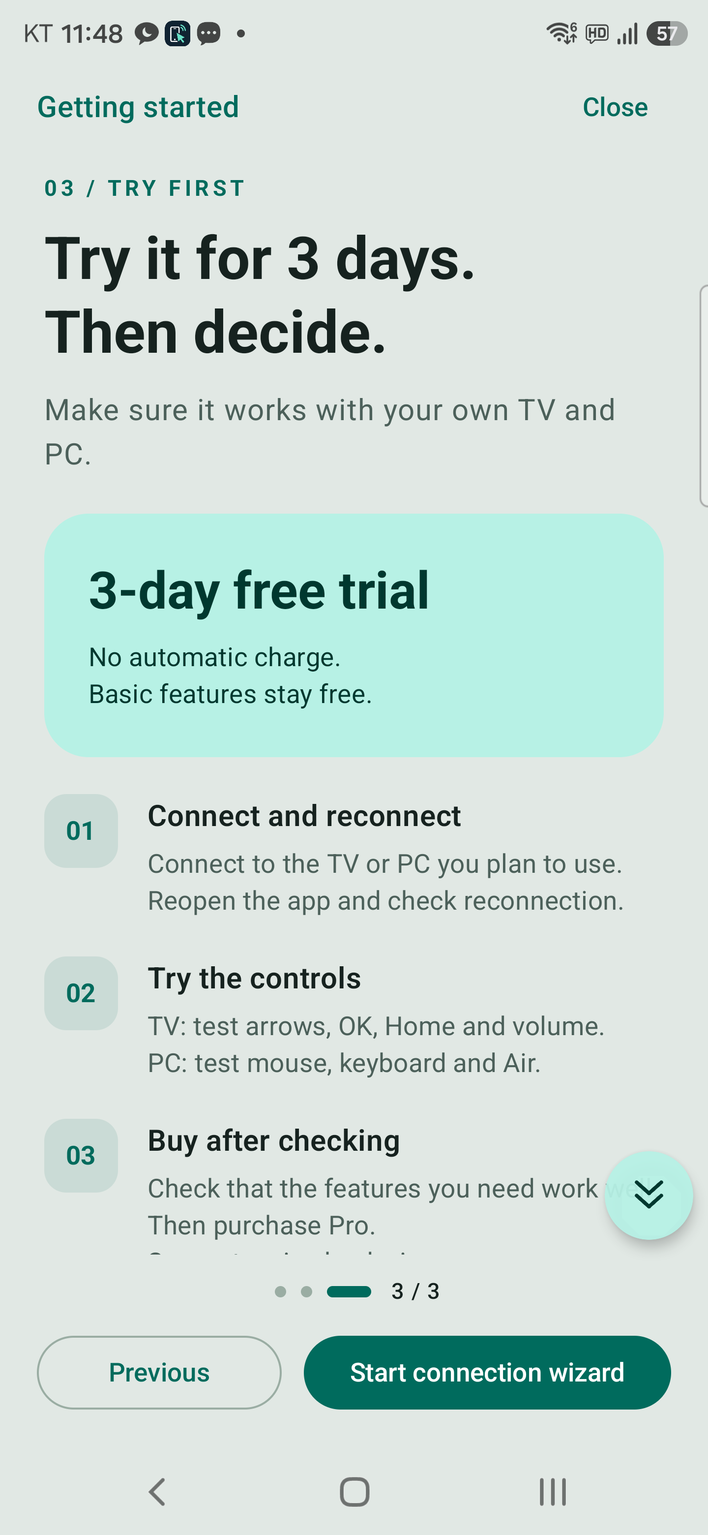 Trial and checks before purchase
