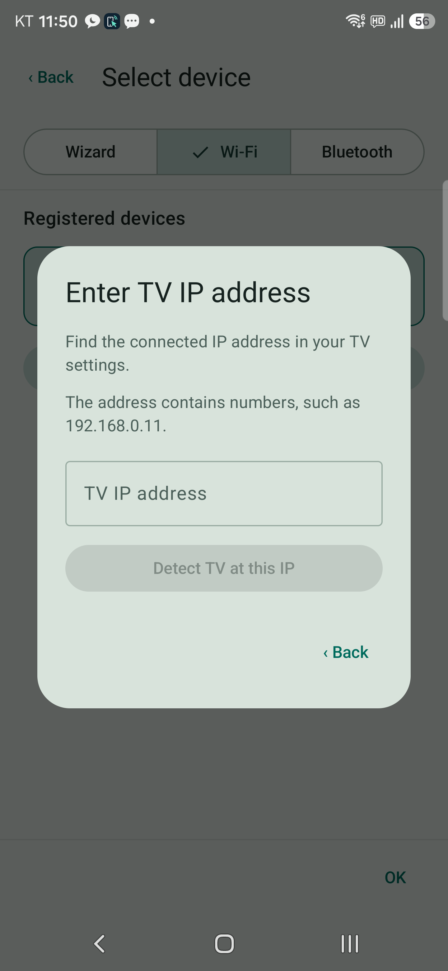 Manual TV IP entry